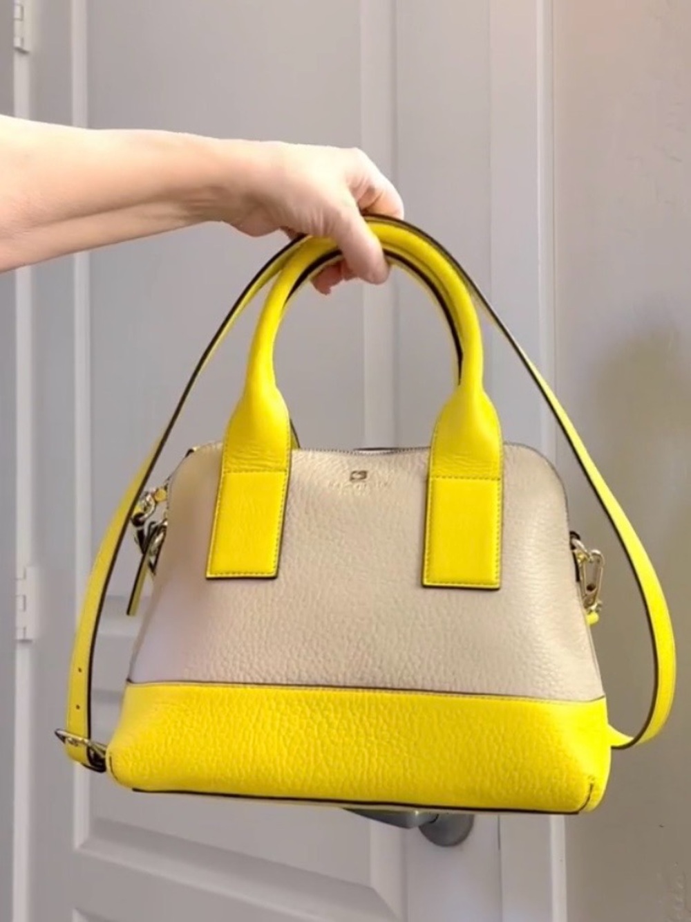 kate spade Yellow and Cream Dome Satchel with Top Handles